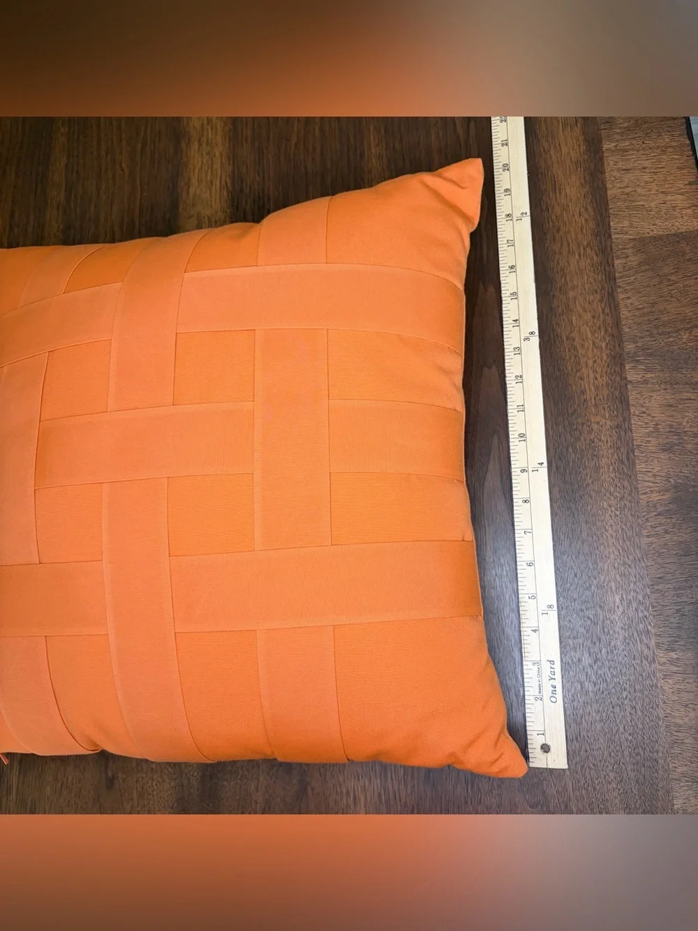 Elaine Smith Basketweave Sunbrella Outdoor Luxury Pillow Tuscan Orange 20 x 20